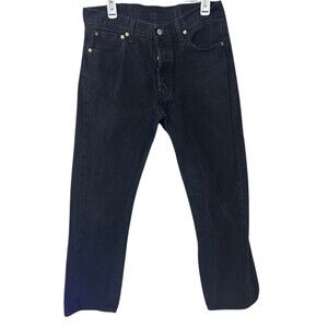 Levis 501 Button Fly Classic Straight Jeans Mens Size 34 x 32 Black Denim